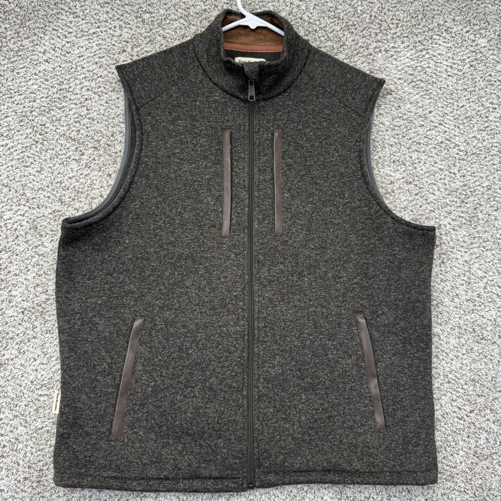 Tom Beckbe Vest Men's Large Heathered Gray Knit Fleece Full Zip Outdoor‎ Hunting